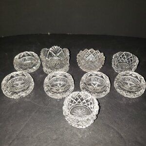 Vintage Small Lot 9 Crystal Salt Cellars Excellent Condition